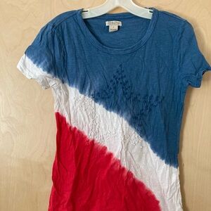 Lucky Brand Red, White & Blue Embellished Patriotic T-Shirt Women’s Size Medium